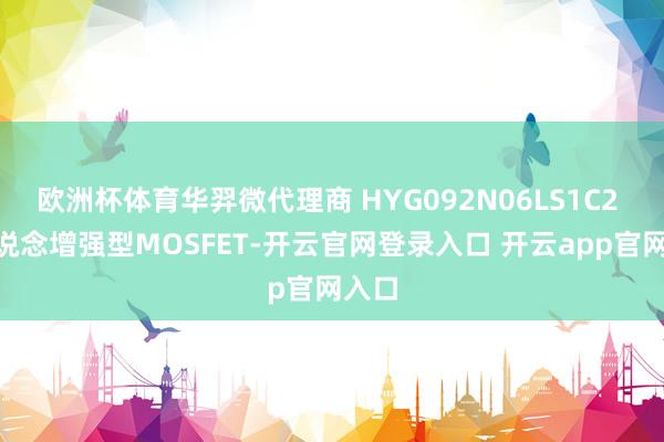 欧洲杯体育华羿微代理商 HYG092N06LS1C2 N沟说念增强型MOSFET-开云官网登录入口 开云app官网入口