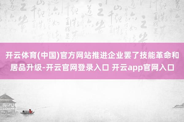 开云体育(中国)官方网站推进企业罢了技能革命和居品升级-开云官网登录入口 开云app官网入口